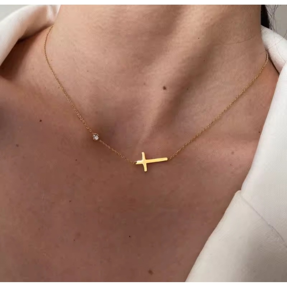 Cross Necklace | 14k‎ Hypoallergenic Stainless Steel | Dainty Faith Jewelry